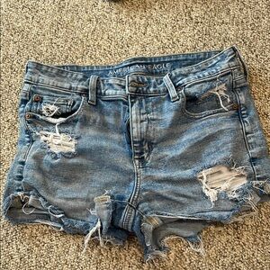 American Eagle Outfitters Blue Distressed Denim Shorts